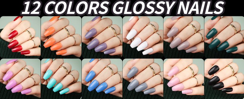 glossy press on nails coffin