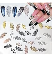 26Pcs Metal Snake Full Diamond Nail Rhinestone for Nail Art Relief Snake Nail Charms Flash Drill ...