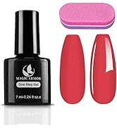 MAGIC ARMOR Gel Nail Polish - Red One Step Gel Nail Polish Soak Off UV LED No Need Base and Top C...