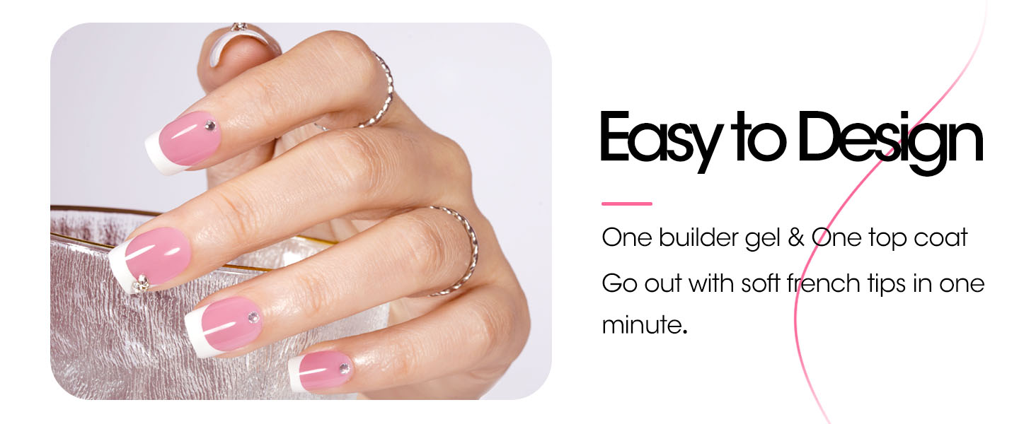 Gellen pink short square french tip press on nails
