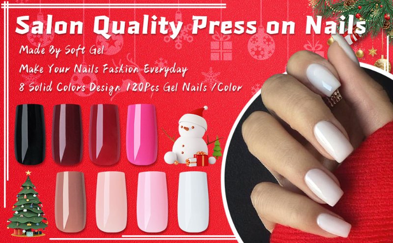 medium sqaure gel nails press on