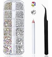 Nail Art Rhinestones Kit HUETFAT 2400pcs Nail Gems Ab Flatback Rhinestones Gems Stones, with Stor...
