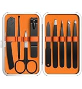 Yougai 9 Pcs Tweezers Set for Facial Hair Women with Travel Case, Professional Stainless Steel Ey...