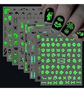 Halloween Nail Art Stickers Luminous Halloween Self Adhesive Glow in The Dark Nail Stickers Decal...