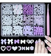 3D Acrylic Nail Charms Assorted Purple White Nail Art Charms Mixed Rose Flower Butterfly Moon Hol...