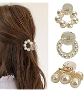 3 Pcs Pearl Hair Clips Small Hair Clips Pearl Hair Claw Clips Horsetail Clips Fashion Hair Access...