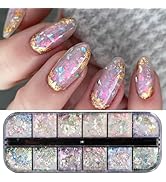 Holographic Iridescent Nail Art Glitter Flakes Powder Aurora Foil Sequins Ice Crystal Mermaid Pai...