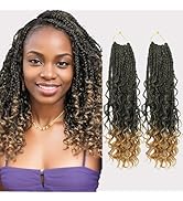 18 Inch Goddess Box Braids Crochet Hair With Curly Ends Bohomian Box Braids Crochet Braids Synthe...