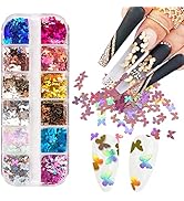 12 Grids Holographic Butterfly Nail Art Glitter Sequins 3D Sparkly Laser Butterflies Glitter for ...