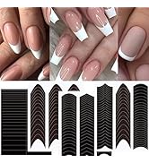 40 Sheets French Tip Nail Guides, Self-Adhesive Manicure Tips Guide Stickers,Stencil Tool for Nai...