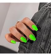Green Short Coffin Press on Nails Medium Coffin Nails Press ons, Glue on Nails Short Fake Nails f...