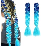Ombre Braiding Hair Extensions with Tinsel, 2Pack/Lot Ombre Sparkly Braiding Hair for Twist Croch...