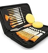 ARTIFY 18 pcs Paint Brush Set for Acrylic Oil Watercolor Gouache Painting Includes Pop-up Carryin...