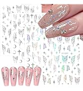 4 Sheets 5D Butterfly Nail Stickers for Nail Art - SHANRUN Relief Self Adhesive Laser Glitter But...
