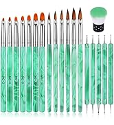 TOROKOM 19Pcs Nail Art Brushes Kolinsky Acrylic Brushes for Nails incl Gel Polish Nail Art Tools,...