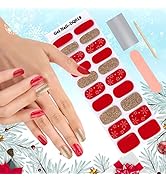 Kalolary Glitters Snowflake Semi Cured Gel Nail Strips, Christmas Wraps Stickers Real Gel Nail Po...