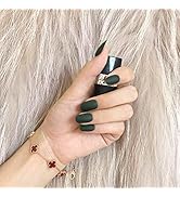 Apictseoo 24 Pcs Press on Nails False Nails Solid Ink green French Designs Coffin Fake Nails with...