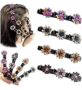 Braided Hair Clips For Women, Sparkling Crystal Stone Braided Hair Clips with 3 Small Clips for T...