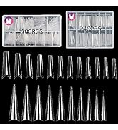 GoLashFun XXL Half Cover Nail Tips Sets- 500PCS Long Stiletto Nail Tips XXL & 240PCS Long Coffin ...