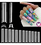 GoLashFun 120PCS 3XL Clear Nail Tips Tapered Square No C Curve Half Cover,2.16 Inch XXXL Square S...