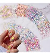 30 Sheets Flower Nail Art Stickers Decals Colorful Flower Nail Stickers 3D Self Adhesive Cute Dai...