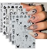 6 Sheets Halloween Nail Art Stickers Spider Nail Stickers Black Flower Butterfly Heart Scar Spide...