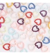 SHANRUN Colorful Heart Nail Charms - 100 Pcs Cute Kawaii 3D Resin Pearl Nail Gems Acrylic Pearl N...