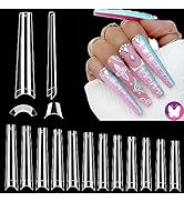 GoLashFun XXXL Coffin Nail Tips Clear 120PCS 2.16 Inch XXXL Extra Long Square Coffin Gel Nail Tip...