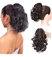 SDZNYQT Curly Claw Ponytail extensions 10 inch Claw Clip in Short Ponytail Hair Pieces Wavy Claw ...
