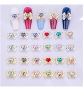 24 Pcs 5D Alloy Bow Nail Charms and Gems - SHANRUN Heart Nail Gems Nail Art Supplies Silver Gold ...