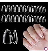 GoLashFun 120PCS Short Almond Nail Tips,Extra Short Soft Gel X False Nails Clear Full Cover Almon...