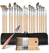 Fuumuui 26pcs Paint Brushes, Professional Acrylic Paint Brush Set Artists Complete Range of Sizes...