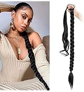 SDZNYQT 32 inch DIY Braided Ponytail Extension with Hair Tie, Long Straight Wrap Around Ponytail ...