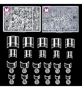 GoLashFun 1100PCS Short Half Cover Nail Tips,600PCS French Extension False Nail & 500PCS Square F...