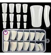 GoLashFun Full Coverage Duck Nails Tips,120PCS Natural Fan Flare Soft Gel X False Nail Extension ...