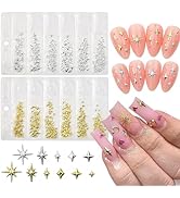 400Pcs Star Nail Charms for Nails Art 3D Gold Silver Star Nail Charms Metallic Studs Rhinestones ...