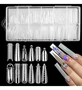 Nail Dual Forms for Polygel, 144Pcs Nail Forms for Builder Gel Reusable, 12 Sizes Extension Acryl...