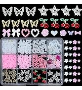 3D Butterfly Cherry Star Nail Gems Charms Assorted Pink White Bows Heart Flower Butterfly Variety...