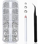 Nail Art Rhinestones Kit HUETFAT 2400pcs Nail Gems Crystal Clear Flatback Rhinestones Gems Stones...