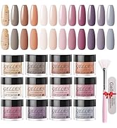 Gellen Dip Powder Nail Kit 12 Colors Nude Pink Peach Dip Nails Powder Starter Kit with Manicure T...