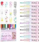 ASTONFOG 12PCS Nail Art Pens Set,3D Nail Polish Pens Quick Dry for Nail Art Macaron Color Nail Ar...