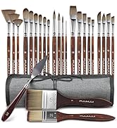 25 Pieces Paint Brush Set, Artist Professional Series, Synthetic Acrylic Paint Brushes with Flat,...