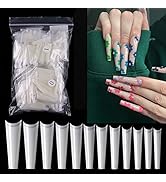 504 Pcs/bag Natural French Coffin False Nail Half Cover Extra Long C Curve Acrylic Extension Syst...