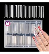 GoLashFun 200PCS Straight Square Nail Tips XXL C Curve Clear,2XL Half Cover False Nail Tips Extra...