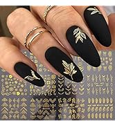 Flowers Nail Art Stickers Decal 3D Self-Adhesive Gold Flower Leaf Lace Nail Supplies Flower Nail ...