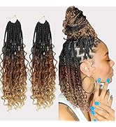 18 Inch Goddess Box Braids Crochet Hair With Curly Ends Bohomian Box Braids Crochet Braids Synthe...