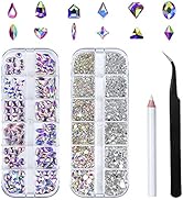 Nail Art Rhinestones Kit HUETFAT 120Pcs Multi Shapes Glass Crystal Ab nail Stones Nail Jewels + F...
