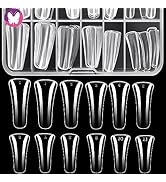 GoLashFun 120PCS XL Duck Nail Tips for Acrylic Nails,Clear Crystal Extra Long Flare Full Cover Du...