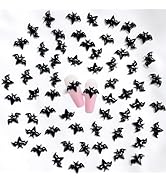 30PCS Bat Nail Charms Halloween Nail Charms for Acrylic Nails 3D Resin Black Bat Nail Art Supplie...