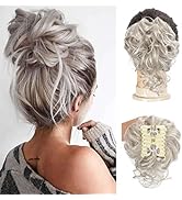SDZNYQT Claw Messy Bun Hair Pieces Clip Wavy Curly Hair Chignon Clip in Hairpieces Tousled Updo D...
